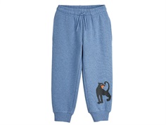Mini Rodini sweatpants blue melange with panther motif  